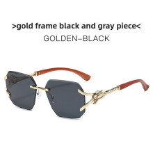 (BlackGrey)Óculos de sol unissex quadrado sem moldura com proteção Uv400 para ambientes externos elegantes
