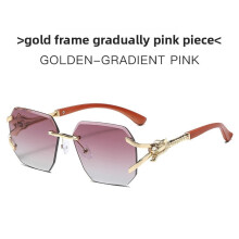 (Gradient Red)Óculos de sol unissex quadrado sem moldura com proteção Uv400 para ambientes externos elegantes