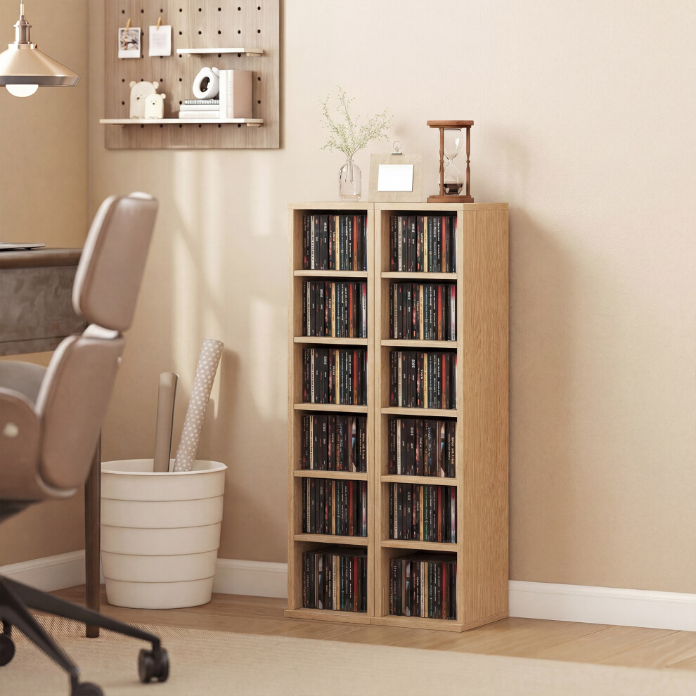 B&Q - Set Of 2 Cd Storage Units Dvd Shelf With Adjustable ShelvesNatural - Image 4
