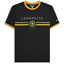 (XL, Black/Gold) Lambretta Mens Target Ringer Crew Neck Short Sleeve Retro T-Shirt Tee Top