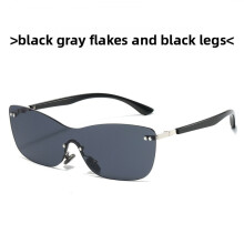 (Black)Óculos de sol feminino olho de gato lente PC proteção solar Uv400 acessório elegante externo