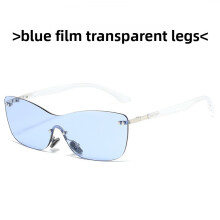 (Blue)Óculos de sol feminino olho de gato lente PC proteção solar Uv400 acessório elegante externo
