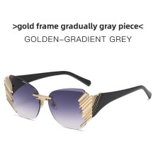 (Gold Purple)Óculos de sol unissex sem moldura com lentes Uv400 para viagens e acessórios de moda
