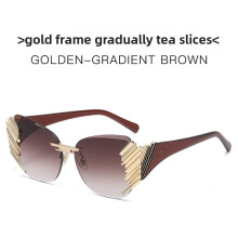 (Tea)Óculos de sol unissex sem moldura com lentes Uv400 para viagens e acessórios de moda