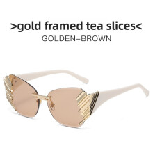 (Champagne)Óculos de sol unissex sem moldura com lentes Uv400 para viagens e acessórios de moda