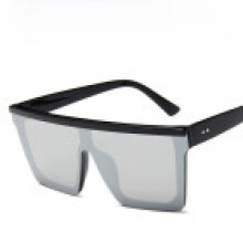 (BlackSilver)Gafas de moda de gran tamaño de moda con lentes de PC no polarizadas para fiesta y estilo callejero