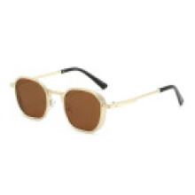 (GoldFrameTea)Gafas de sol cuadradas vintage para hombre y mujer con protección Uv400 y marco de metal perfectas para actividades al aire
