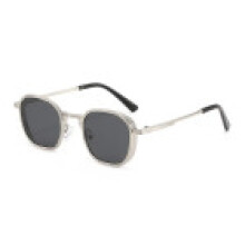 (SilverFrameGray)Gafas de sol cuadradas vintage para hombre y mujer con protección Uv400 y marco de metal perfectas para actividades al