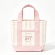 (Pink)Mini bolso de mano de lona Trader Joes bolsas de compras con bolsillo interior con cremallera para diario