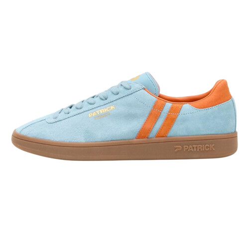 (7 UK, Light Blue/Orange) Patrick Mens Monaco Suede Cupsole Trainers 2