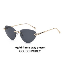 (Black Gray)Óculos de sol minimalista olho de gato com armação de metal e lentes de PC para looks chiques verão