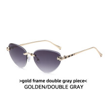 (Gradient Gray)Óculos de sol minimalista olho de gato com armação de metal e lentes de PC para looks chiques verão