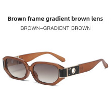 (Brown)Óculos de sol contemporâneo com proteção UV para uso em moda em viagens e festas