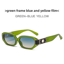 (Green)Óculos de sol contemporâneo com proteção UV para uso em moda em viagens e festas