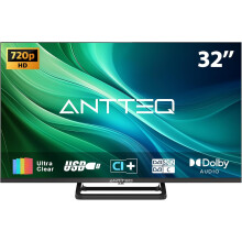 Antteq 32 Inch TV, Central Stand Design TV 720P Freeview HD Dolby Audio DVB T2/S2 LED Television, HDMI USB Media Player Monitor PS5 Xbox, Standard