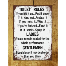 Retro Bathroom Vintage Rules Sign Poster With Humorous English Slogans Home For Decor