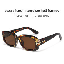 (Tortoise Brown)Gafas cuadradas modernas con escudo Uv400 adecuadas para uso informal fiesta eventos