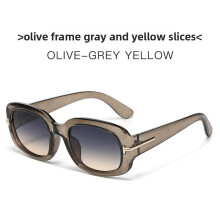 (Green Gray Yellow)Gafas cuadradas modernas con escudo Uv400 adecuadas para uso informal fiesta eventos