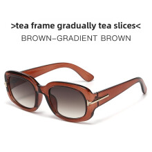 (Tea Brown)Gafas cuadradas modernas con escudo Uv400 adecuadas para uso informal fiesta eventos