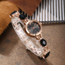 (Black) Fashion Ladies Alloy Quartz Wristwatch With Round Face And Jewelry Clasp Casual For Outings