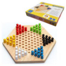 Checkers Classic Wooden Toy With Hexagonal Board For Kids And Educational Play