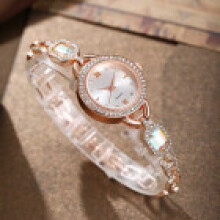 (White) Alloy Womens Jewelry Watch With Decorative Crystals And Quartz Movement Daily For Fashion