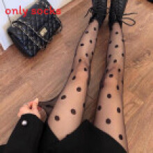 (Black, M) Dot Fashion Youth Pattern Pantyhose With Thin Fabric And Antitear For Features Summer