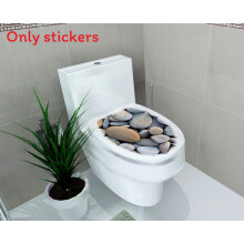 (Stone)Autocollants autocollants amovibles pour toilettes salle de bain animaux marins et fleurs