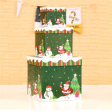 (Green-3pcs, 10x10cm+15x15cm+22x22cm) 3pcs Premium Large Christmas Gift Box With Lid Ribbon Xmas Square Box Present