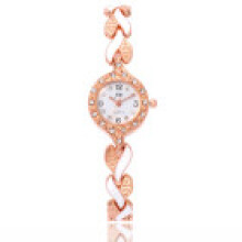 (White) Ladies Alloy Fashion Leaf Quartz Watch Bracelet Set Casual For Wear