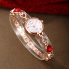 (Red) Womens Quartz Chic Watch With Heartthemed Jewelry Set For Season Outfits Spring