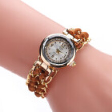 (Light Brown) Womens Sloggi Jewelry Watch With Stretchable Rope Band And Quartz Dial For Party Decor