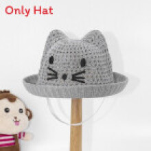 (CatGray)Casquette pêcheur coton bébé garçon fille avec motif chat brodé pour protection solaire été