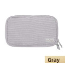 (Gray) Leather Writing Kokuyo Case For Students With Large Capacity And Solution Storage Versatile