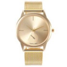 (Gold) Quartz Trendy Womens Watch With Plastic Strap And Display Classic Pointer