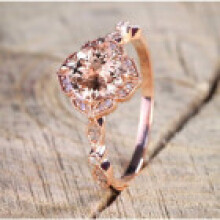 (7) Rose Bright Gold Pink Rhinestone Engagement Ring Fashion Exquisite Girls Jewelry