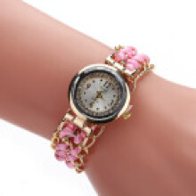 (Pink) Womens Sloggi Jewelry Watch With Stretchable Rope Band And Quartz Dial For Party Decor