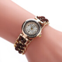 (Dark Brown) Womens Sloggi Jewelry Watch With Stretchable Rope Band And Quartz Dial For Party Decor