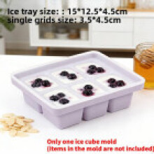 (Purple Six Grid) Baby Silicone Food Ice Cube Mold With Lid Freezer Storage Tray Use For Family