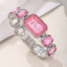 (Silver Pink) Square Quartz Womens Watch With Alloy Frame And Elegant Design For And Collection Gift