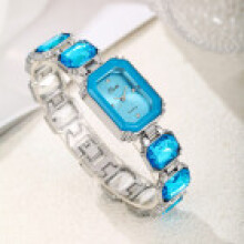 (Silver Blue) Square Quartz Womens Watch With Alloy Frame And Elegant Design For And Collection Gift