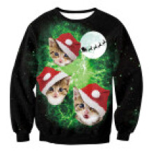 (Cat, L) Christmas Women Snowman Tee Blouse Long Sleeve Shirt Ladies Loose Print Tops
