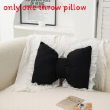 (Black) Shape Bow Classic Cushion With Lace Trim And Padded Filling Bedside For Comfort