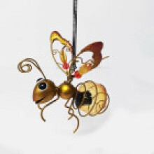 (Yellow A) Outdoor Garden Solar Light With Iron Beetle And Bee Figurines For Decor Patio