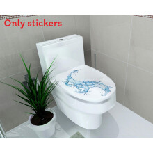 (Water)Toilettes Salle de Bain Animaux Marins et Fleurs Autocollants Amovibles Adhésifs