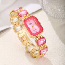 (Gold Pink) Square Quartz Womens Watch With Alloy Frame And Elegant Design For And Collection Gift