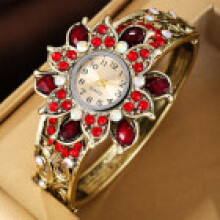 (Red) Watch Ladies Quartz With Decorative Dial And Clasp Steel Stainless