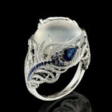 (7) Plated Silver Women Jewelry Huge Moonstone Wedding Man Gift Ring Engagement