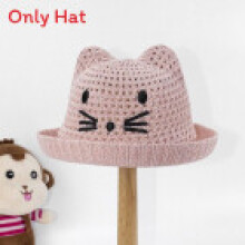 (CatPink)Berretto pescatore cotone bambino bambina con motivo gatto ricamato per protezione estate sole