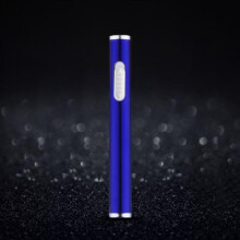 (Blue)Metal Electric Flameless Cigarette Lighter Plasma Windproof Usb Lighter Recharge